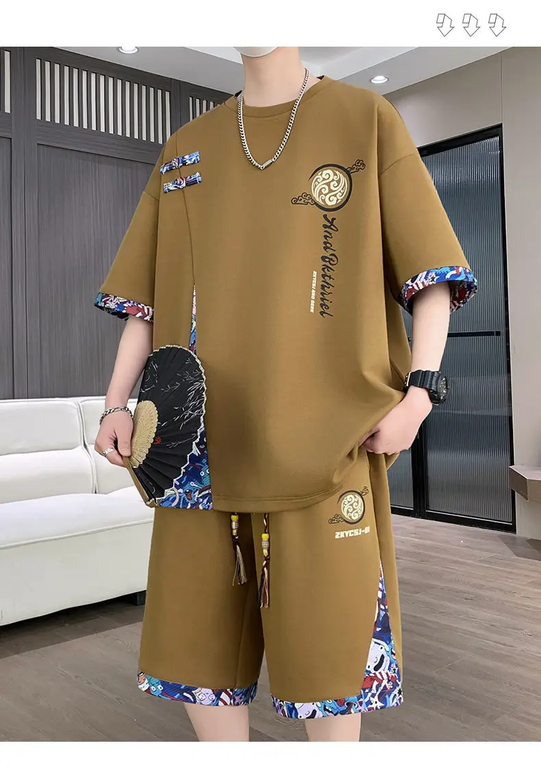2026 Men's Summer Sports Suit Ice Silk Short-Sleeve T-Shirt Casual Shorts Set Youth Trendy New Style — feature 13