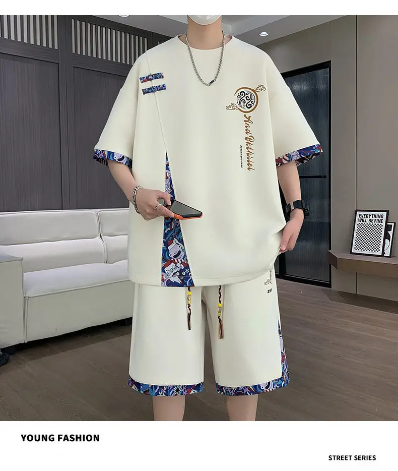 2026 Men's Summer Sports Suit Ice Silk Short-Sleeve T-Shirt Casual Shorts Set Youth Trendy New Style — feature 14