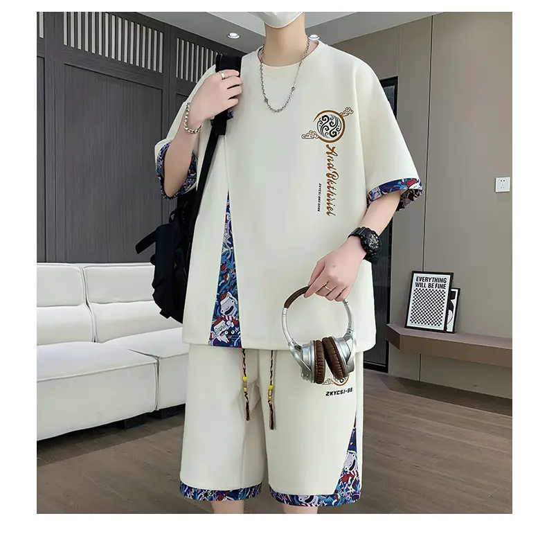 2026 Men's Summer Sports Suit Ice Silk Short-Sleeve T-Shirt Casual Shorts Set Youth Trendy New Style — feature 15