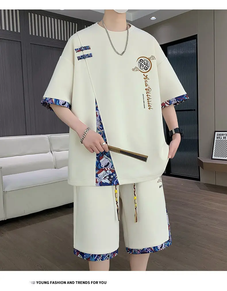2026 Men's Summer Sports Suit Ice Silk Short-Sleeve T-Shirt Casual Shorts Set Youth Trendy New Style — feature 16