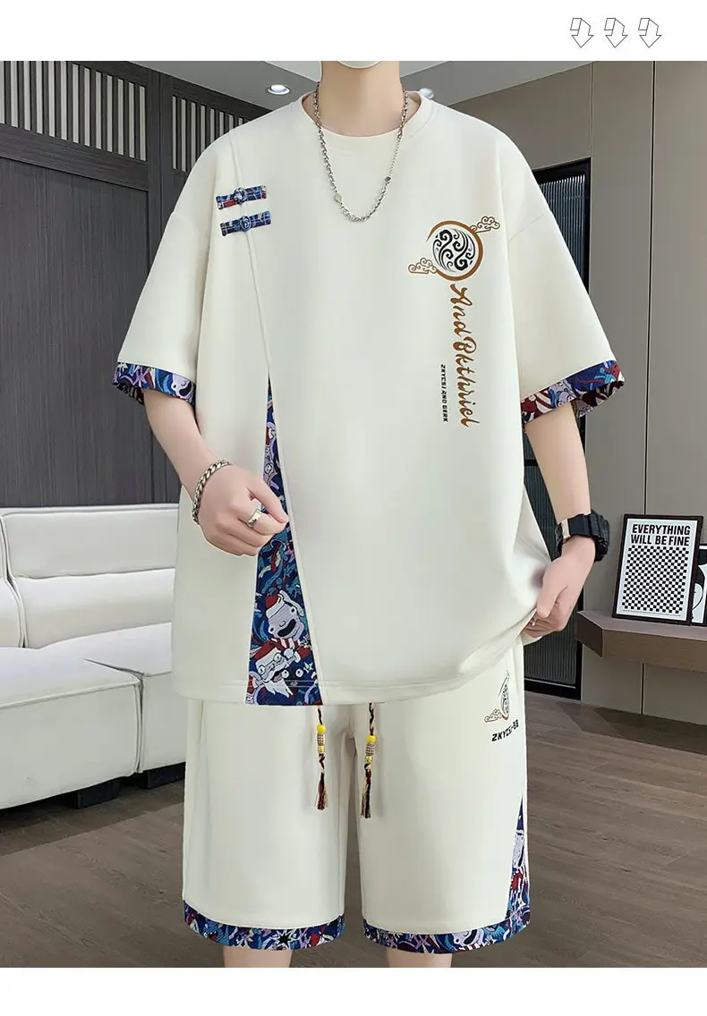 2026 Men's Summer Sports Suit Ice Silk Short-Sleeve T-Shirt Casual Shorts Set Youth Trendy New Style — feature 17