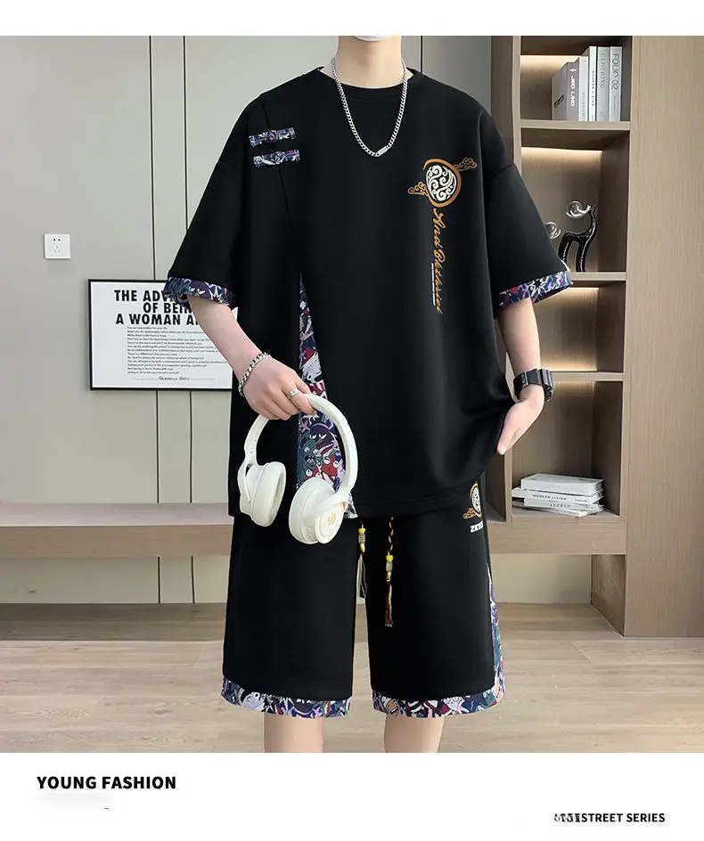 2026 Men's Summer Sports Suit Ice Silk Short-Sleeve T-Shirt Casual Shorts Set Youth Trendy New Style — feature 18