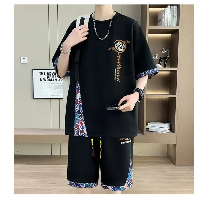 2026 Men's Summer Sports Suit Ice Silk Short-Sleeve T-Shirt Casual Shorts Set Youth Trendy New Style — feature 19
