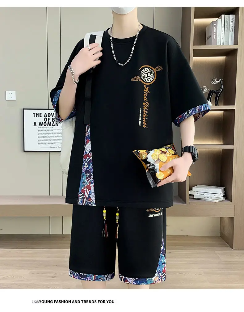 2026 Men's Summer Sports Suit Ice Silk Short-Sleeve T-Shirt Casual Shorts Set Youth Trendy New Style — feature 20