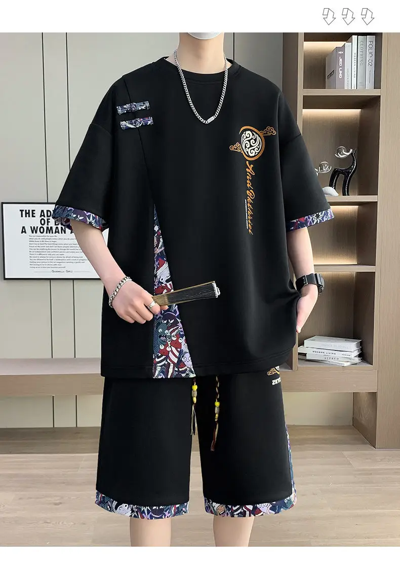 2026 Men's Summer Sports Suit Ice Silk Short-Sleeve T-Shirt Casual Shorts Set Youth Trendy New Style — feature 21