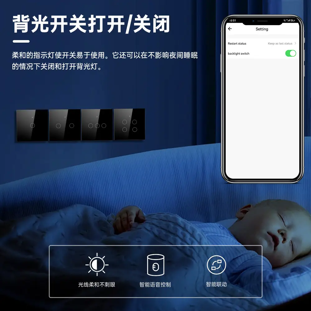 Tuya Wifi Smart Switch Smart Home European Standard British Standard Touch Switch Alexa Voice App Control — feature 8