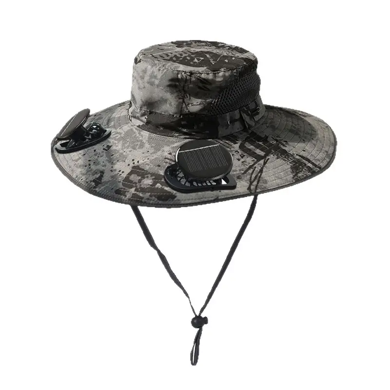 Solar Fan Hat for Men, Summer Outdoor Mountaineering and Fishing, Anti-Uv, Sunshade, Waterproof, Multi-Functional Fisherman Hat