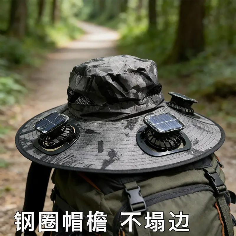 Solar Fan Hat for Men, Summer Outdoor Mountaineering and Fishing, Anti-Uv, Sunshade, Waterproof, Multi-Functional Fisherman Hat — feature 2