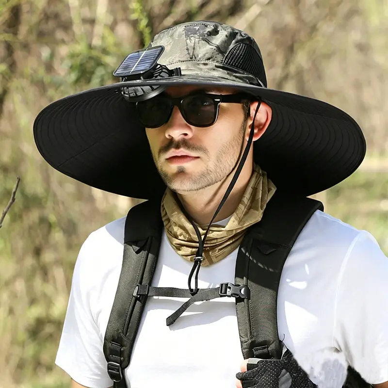 Solar Fan Hat for Men, Summer Outdoor Mountaineering and Fishing, Anti-Uv, Sunshade, Waterproof, Multi-Functional Fisherman Hat — feature 8