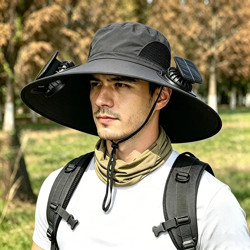 Solar Fan Hat for Men, Summer Outdoor Mountaineering and Fishing, Anti-Uv, Sunshade, Waterproof, Multi-Functional Fisherman Hat