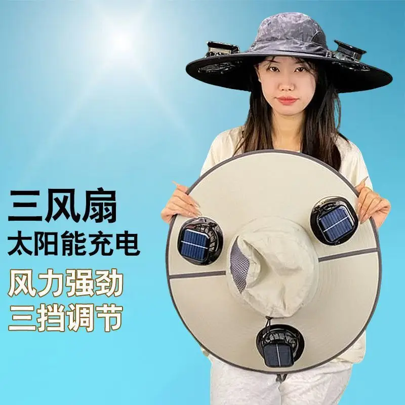 Solar Fan Hat for Men, Summer Outdoor Mountaineering and Fishing, Anti-Uv, Sunshade, Waterproof, Multi-Functional Fisherman Hat