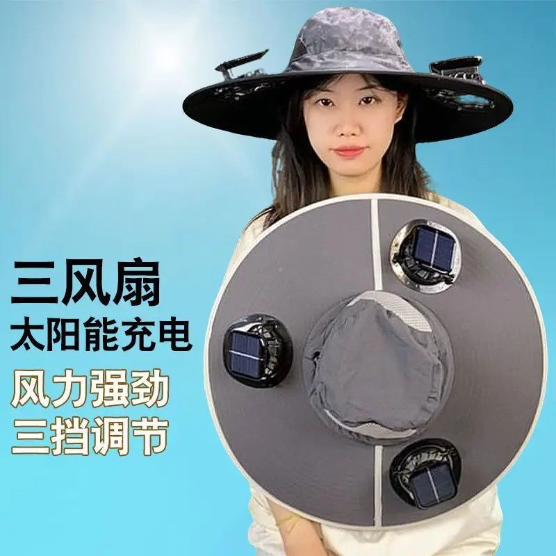 Solar Fan Hat for Men, Summer Outdoor Mountaineering and Fishing, Anti-Uv, Sunshade, Waterproof, Multi-Functional Fisherman Hat