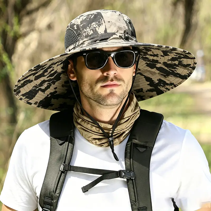 Solar Fan Hat for Men, Summer Outdoor Mountaineering and Fishing, Anti-Uv, Sunshade, Waterproof, Multi-Functional Fisherman Hat