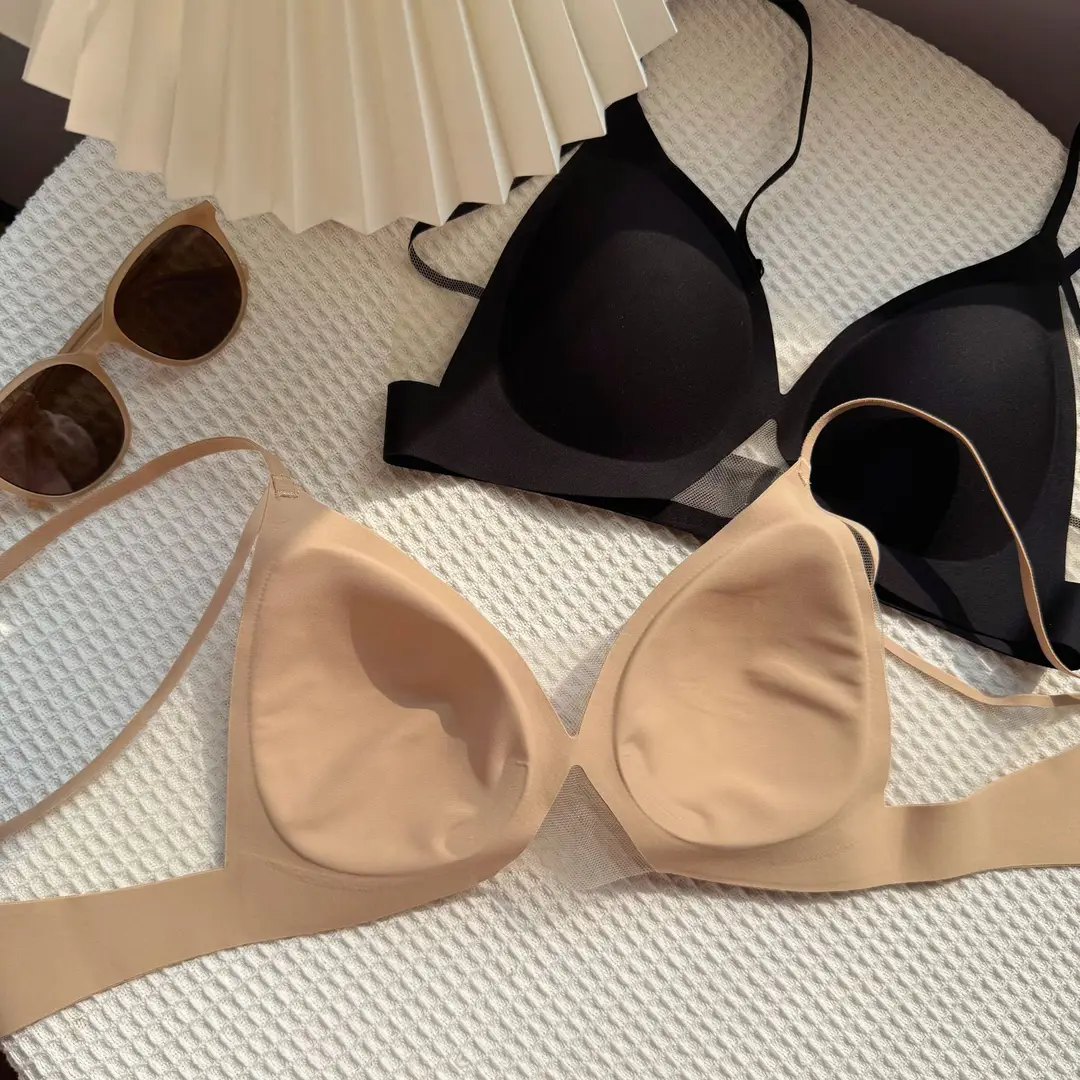 Original French-Style Triangle Cup Bra with Breathable Mesh, Lightweight, Comfortable, Sexy, Seamless, Simple, Beautiful Back Design, Women's Underwear — feature 5