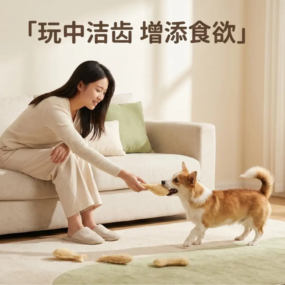 Natural Loofah Dog Toy, Natural Teeth-Cleaning and Self-Entertainment Cat Toy, Chewable Catnip Pet Toy