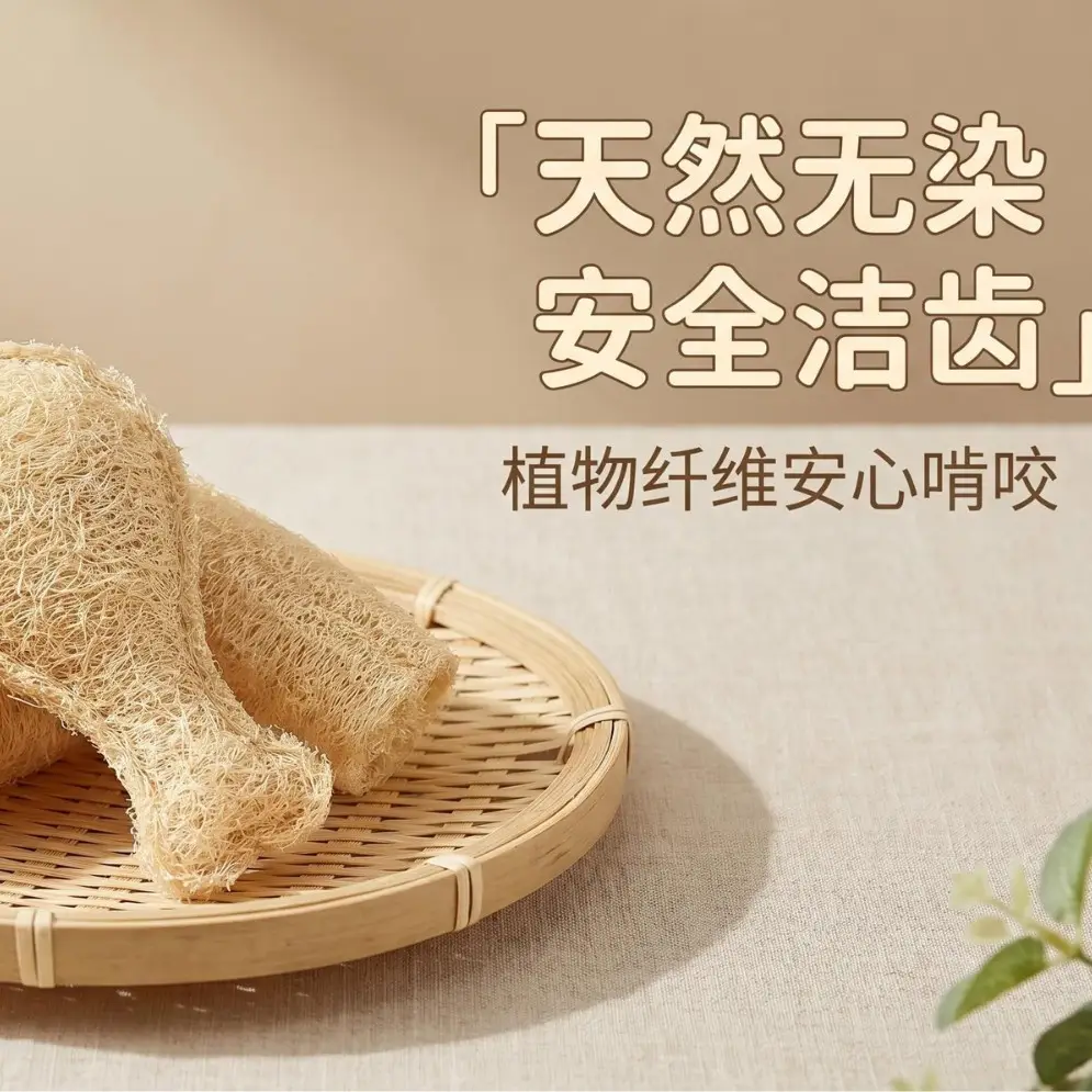 Natural Loofah Dog Toy, Natural Teeth-Cleaning and Self-Entertainment Cat Toy, Chewable Catnip Pet Toy