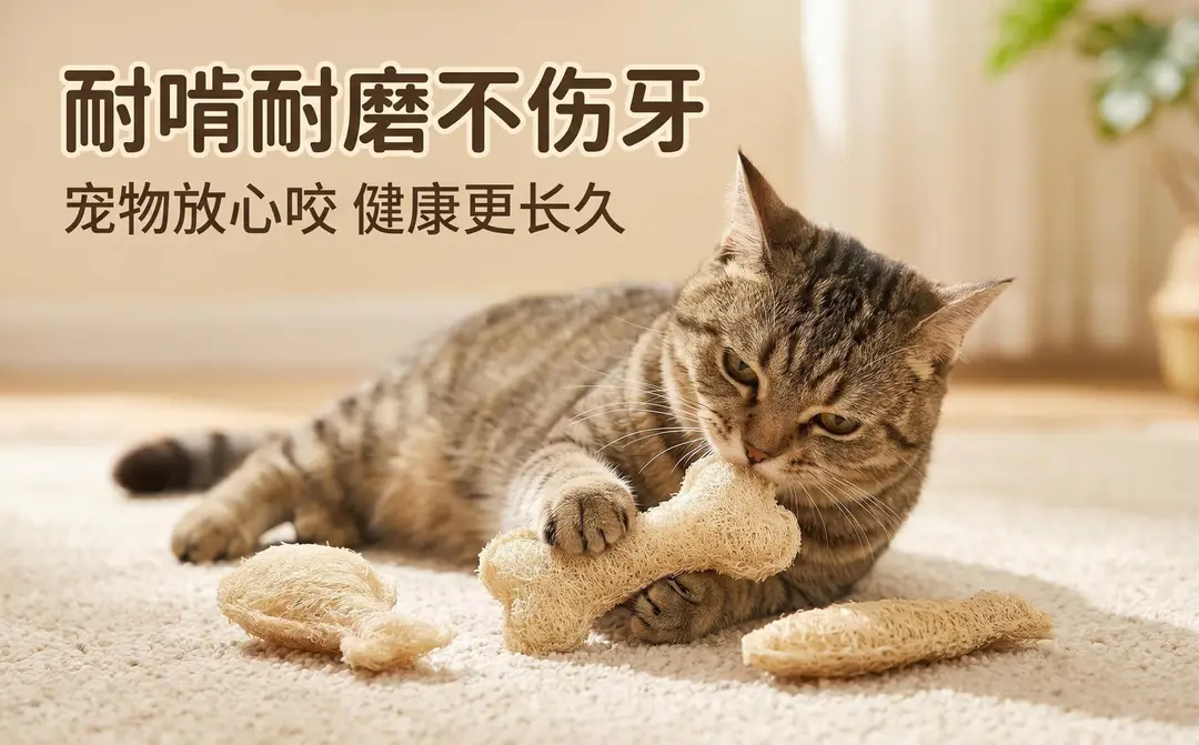 Natural Loofah Dog Toy, Natural Teeth-Cleaning and Self-Entertainment Cat Toy, Chewable Catnip Pet Toy — feature 3