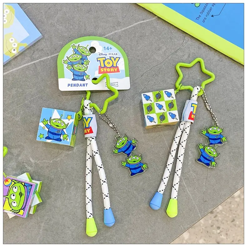 Authentic Disney Toy Story Three-Eyed Alien Keychain Small Pendant Rubik's Cube Keyring Backpack Decoration Small Gift — feature 8