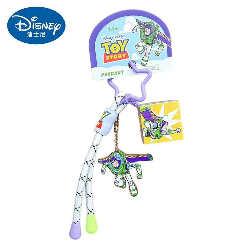 Authentic Disney Toy Story Three-Eyed Alien Keychain Small Pendant Rubik's Cube Keyring Backpack Decoration Small Gift