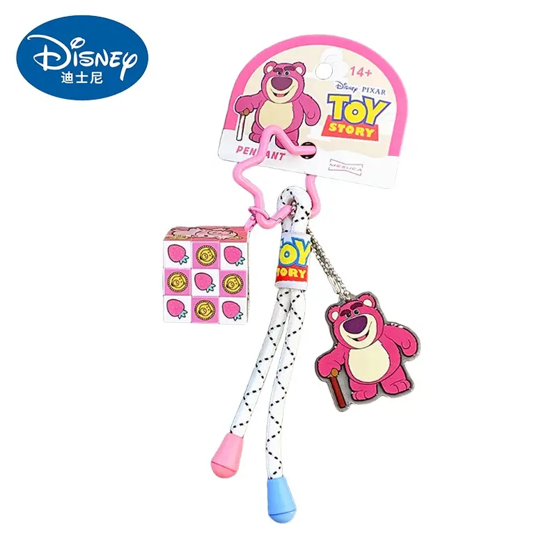 Authentic Disney Toy Story Three-Eyed Alien Keychain Small Pendant Rubik's Cube Keyring Backpack Decoration Small Gift