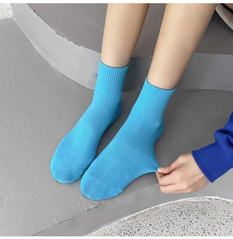 Pure Cotton Women's Socks, Solid Color Mid-Calf Socks, Women's Candy-Colored Colorful Slouch Socks, Men's Sports Basketball Socks, Zhuji Socks — feature 19