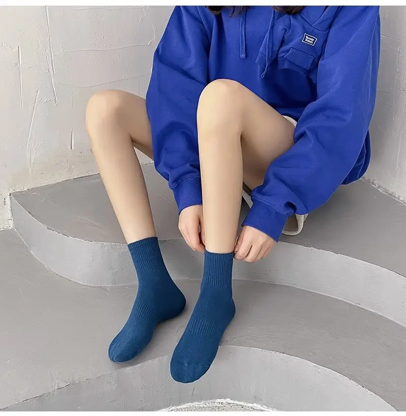 Pure Cotton Women's Socks, Solid Color Mid-Calf Socks, Women's Candy-Colored Colorful Slouch Socks, Men's Sports Basketball Socks, Zhuji Socks — feature 25
