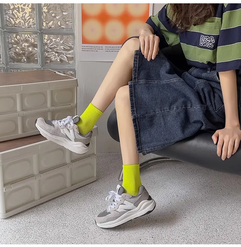 Pure Cotton Women's Socks, Solid Color Mid-Calf Socks, Women's Candy-Colored Colorful Slouch Socks, Men's Sports Basketball Socks, Zhuji Socks — feature 4