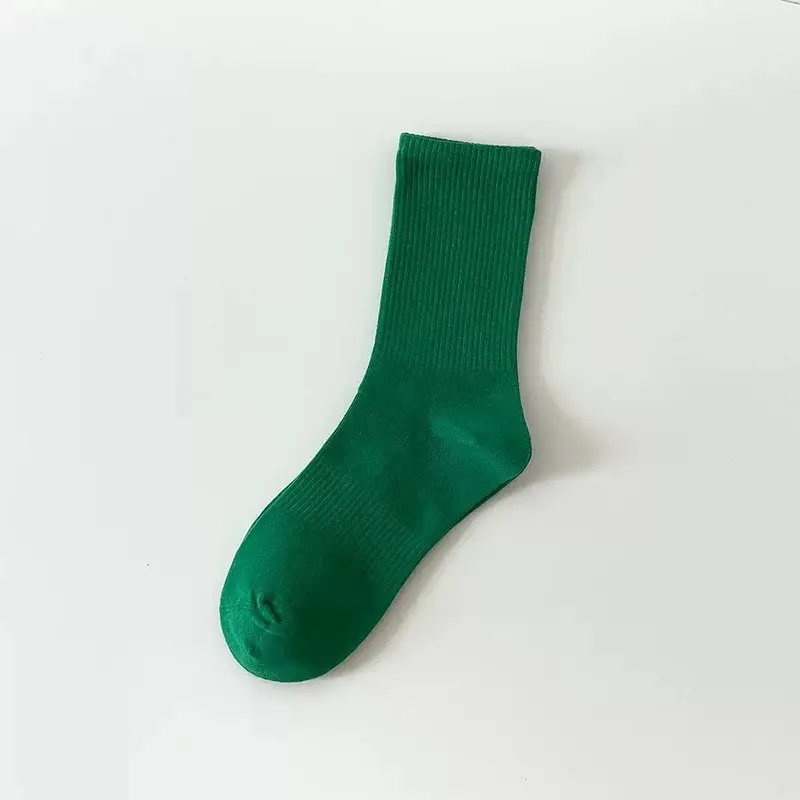 Pure Cotton Women's Socks, Solid Color Mid-Calf Socks, Women's Candy-Colored Colorful Slouch Socks, Men's Sports Basketball Socks, Zhuji Socks