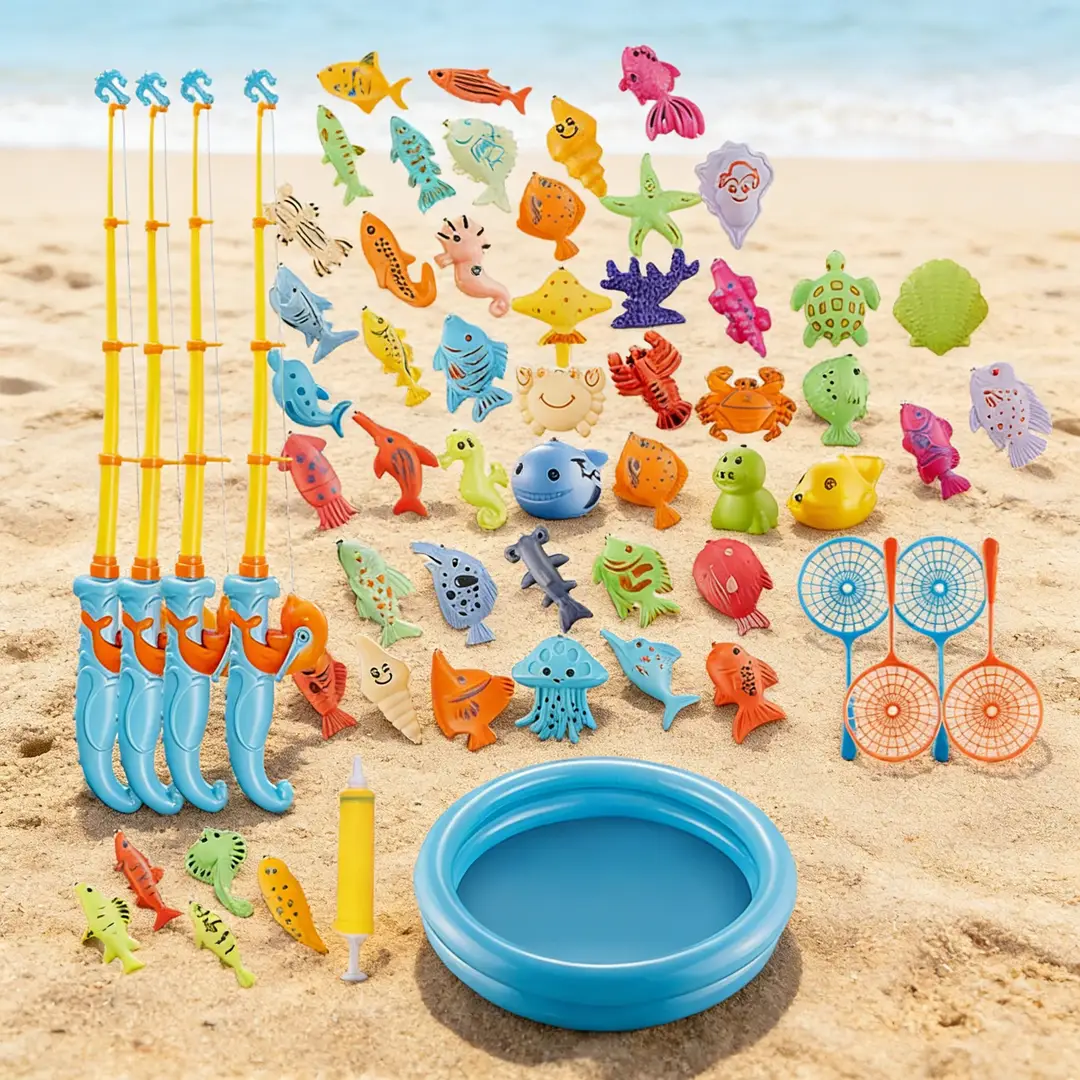 Children's Educational Fishing Toy Set, Diving Playset for Boys and Girls, Magnetic Pretend Play Water Pool