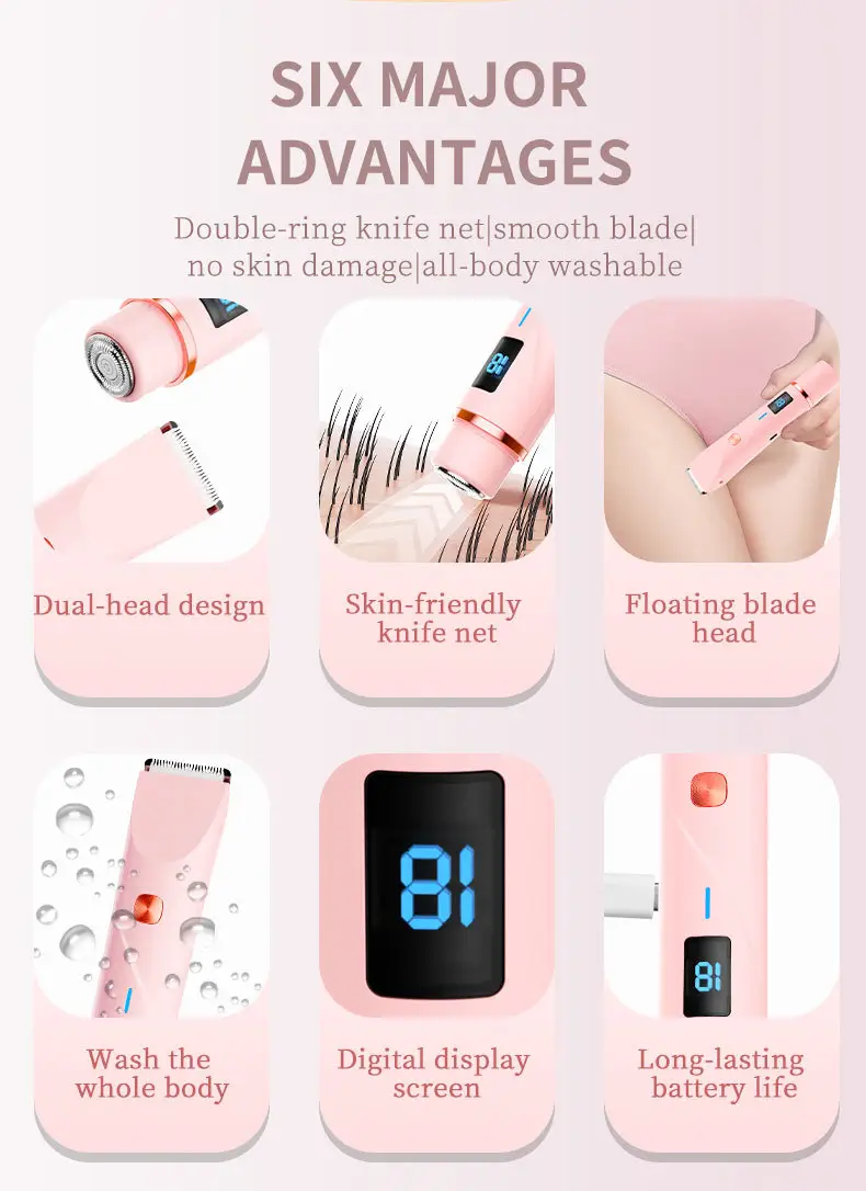 Cross-Border Electric Shaver with Display Screen, Private Area Hair Removal Device for Women, Pubic Hair Trimming and Shaving Instrument, New Model from the Manufacturer — feature 2