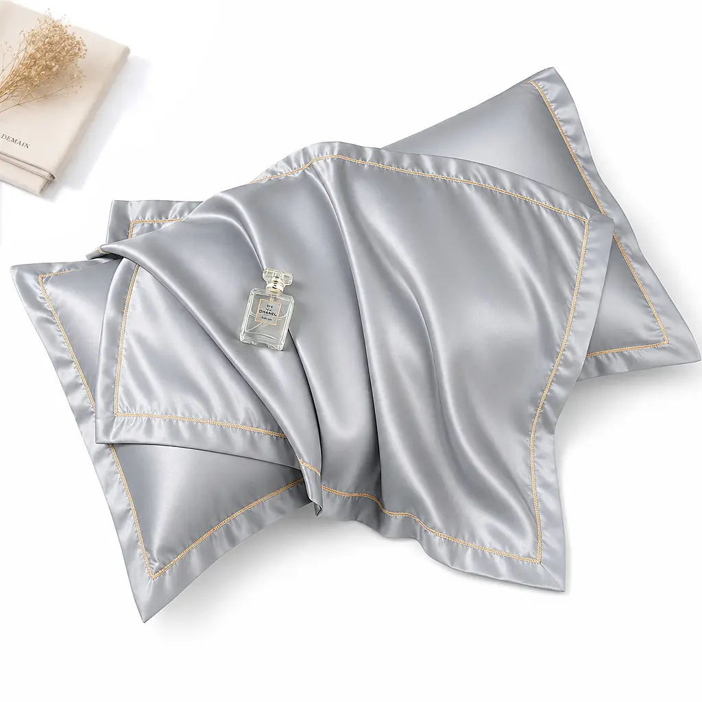 Three Squirrels Washed Silk Ice Silk Pillowcase Summer Single Cool Ice Silk Pillow Cover Cool Solid Color Pillowcase - Image 3