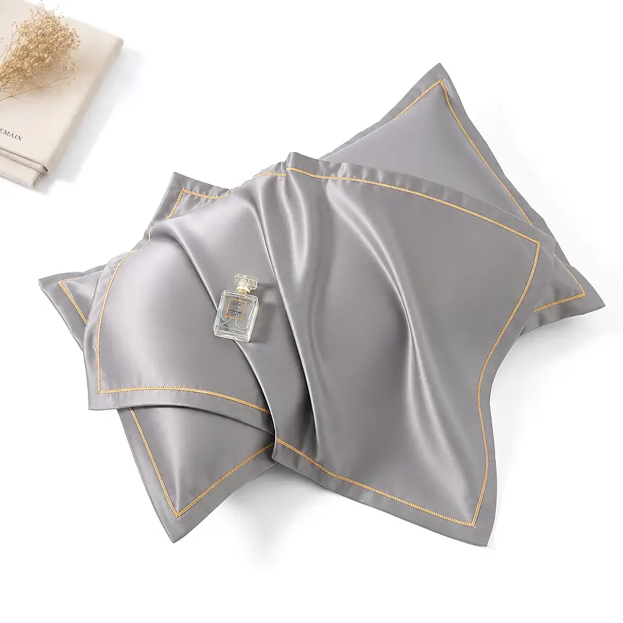 Three Squirrels Washed Silk Ice Silk Pillowcase Summer Single Cool Ice Silk Pillow Cover Cool Solid Color Pillowcase - Image 5