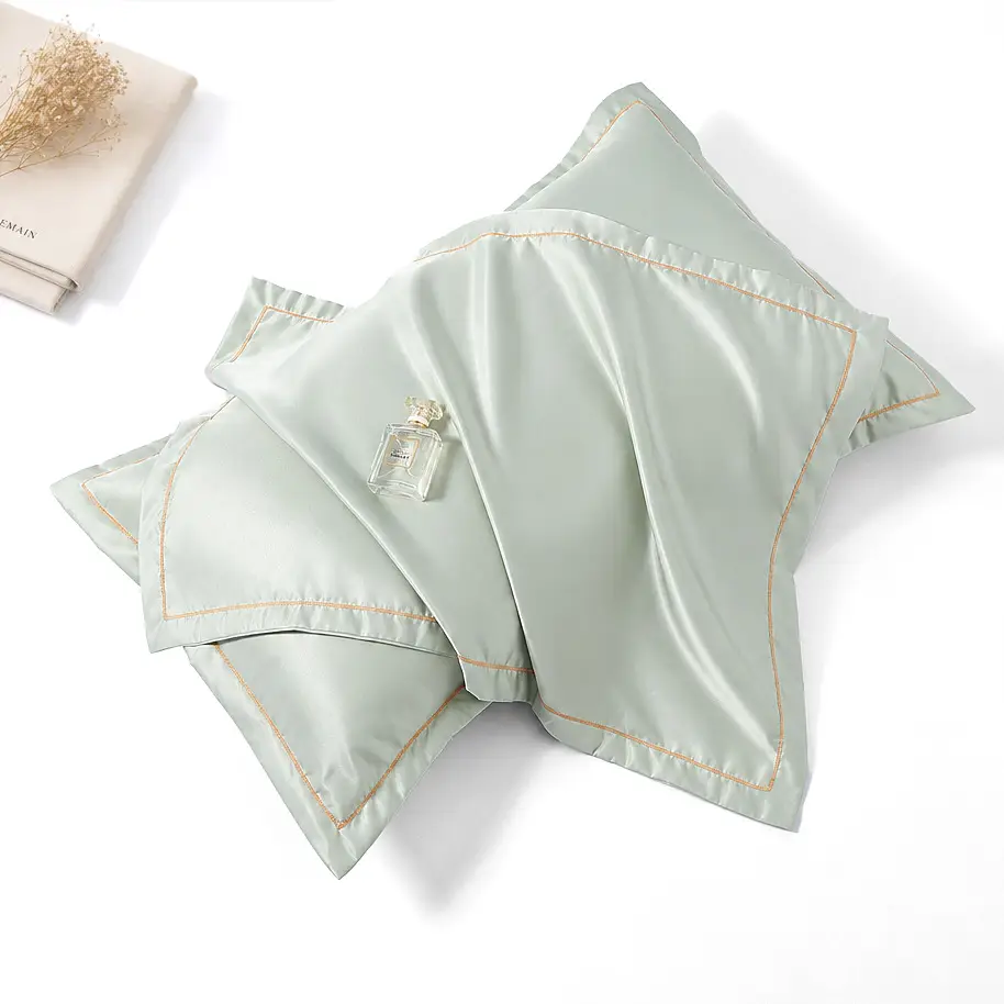 Three Squirrels Washed Silk Ice Silk Pillowcase Summer Single Cool Ice Silk Pillow Cover Cool Solid Color Pillowcase - Image 4