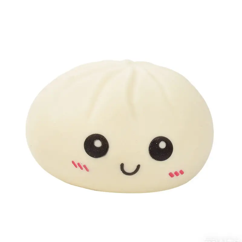 Trendy Stress-Relief Colorful Smiley Face Simulation Steamer Bun Squishy Toy Cute Emoji Quick Rebound Food Toy Bun
