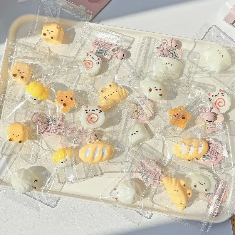 Trendy Stress-Relief Colorful Smiley Face Simulation Steamer Bun Squishy Toy Cute Emoji Quick Rebound Food Toy Bun