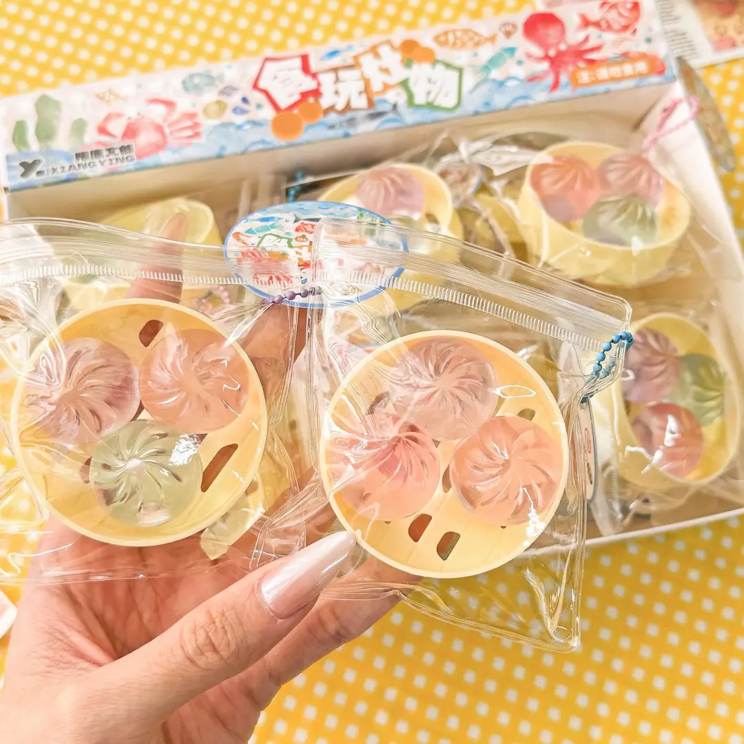 Trendy Stress-Relief Colorful Smiley Face Simulation Steamer Bun Squishy Toy Cute Emoji Quick Rebound Food Toy Bun