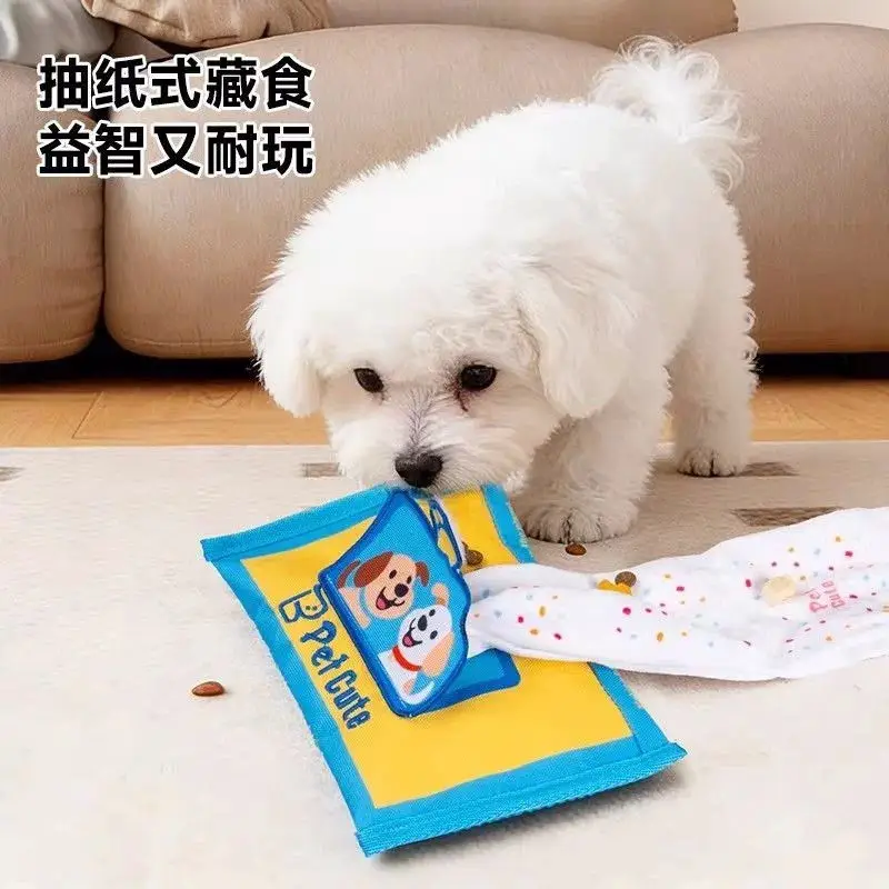 Dog Sniffing Toy for Hiding and Dispensing Food, Realistic Tissue Box Design, Durable and Bite-Resistant, Boredom-Relief, Educational Training Pet Toy