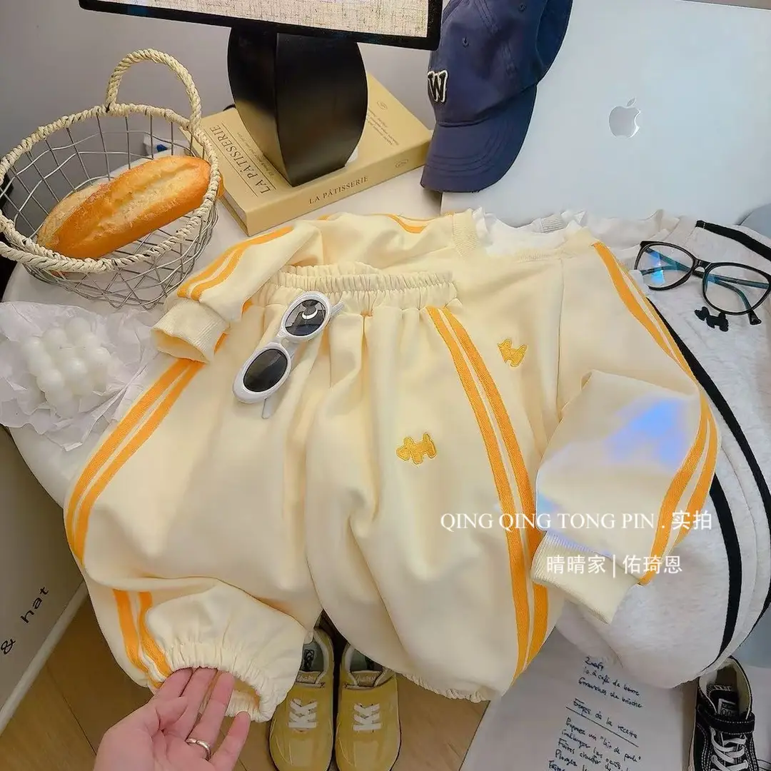 Embroidery Set: Children's Faux Two-Piece Sweatshirt Set 2026 Spring and Autumn New Loose-Fit Trendy Top