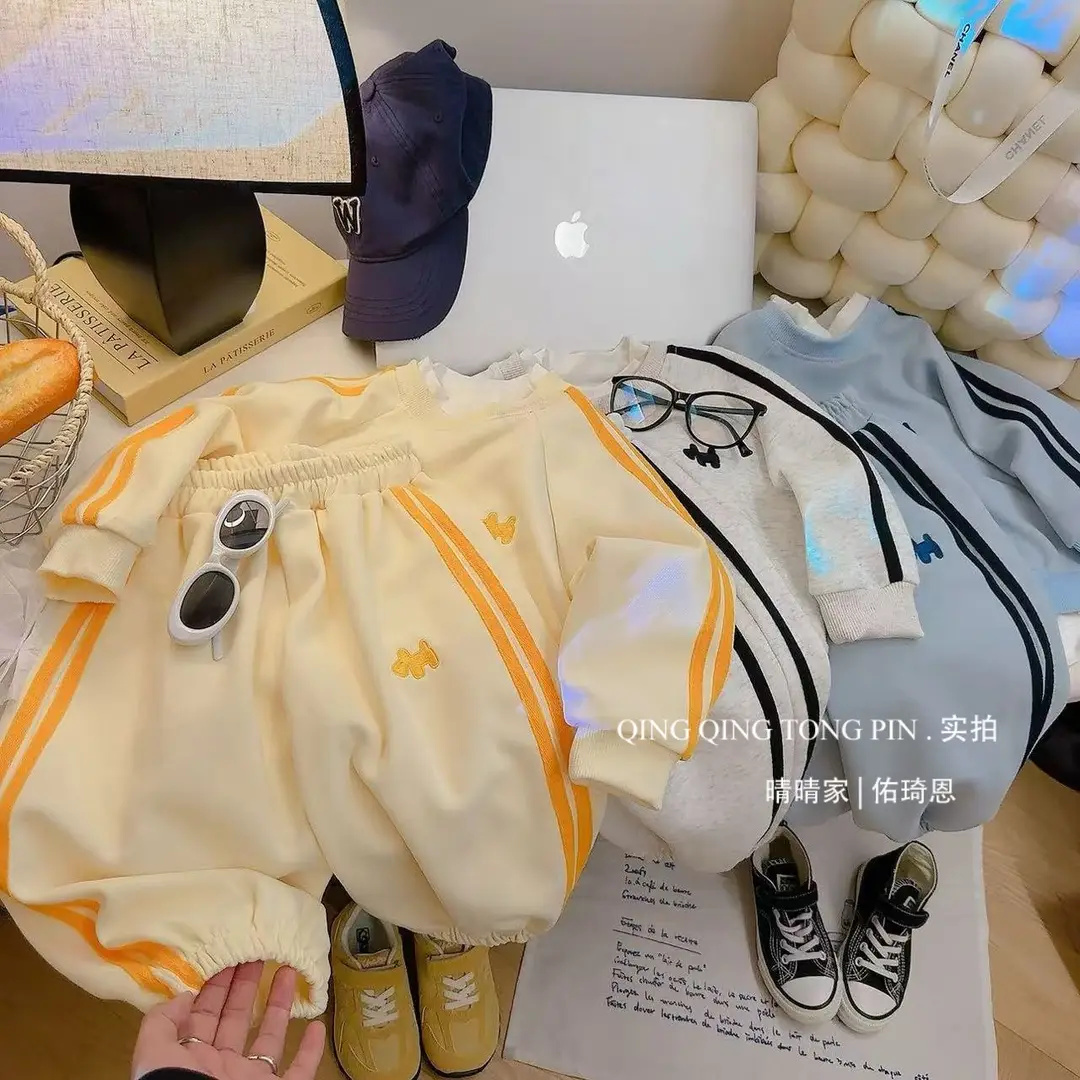 Embroidery Set: Children's Faux Two-Piece Sweatshirt Set 2026 Spring and Autumn New Loose-Fit Trendy Top