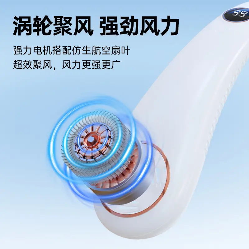 Bladeless Neck Fan with Five-Speed Strong Wind, Silent Summer Portable Bladeless Outdoor Fan, USB Rechargeable