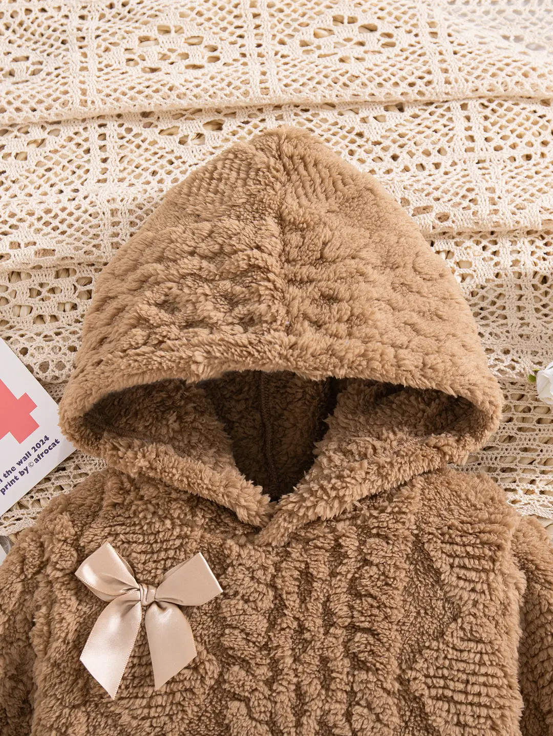 Cross-Border Autumn and Winter Baby Hooded 2026 Warm Plush Pink Long-Sleeve Hooded Top + Black Pants Wholesale — feature 23