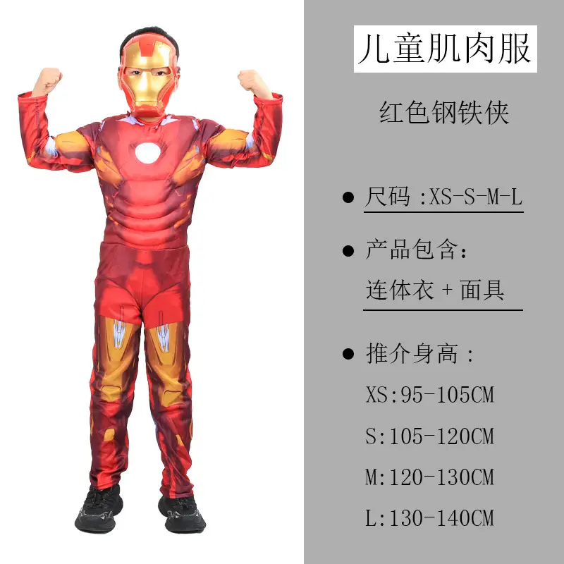 Halloween Captain America Spider-Man Hulk Wolverine Muscle Kidsren's Performance Cosplay Stage Costumes — feature 7