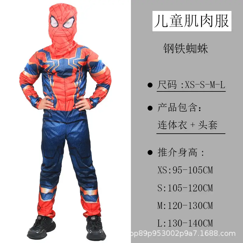 Halloween Captain America Spider-Man Hulk Wolverine Muscle Kidsren's Performance Cosplay Stage Costumes