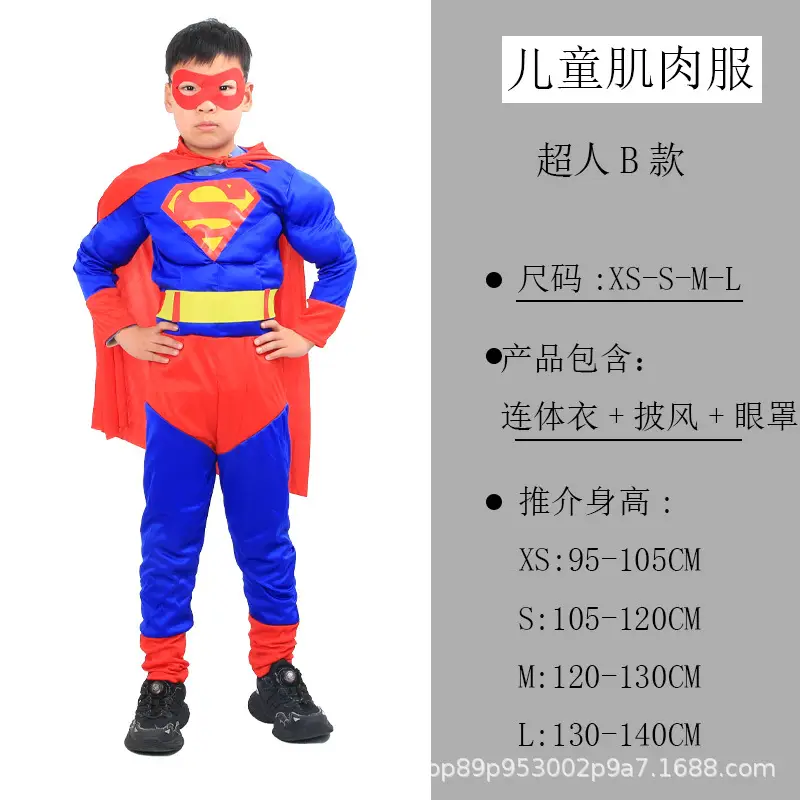 Halloween Captain America Spider-Man Hulk Wolverine Muscle Kidsren's Performance Cosplay Stage Costumes