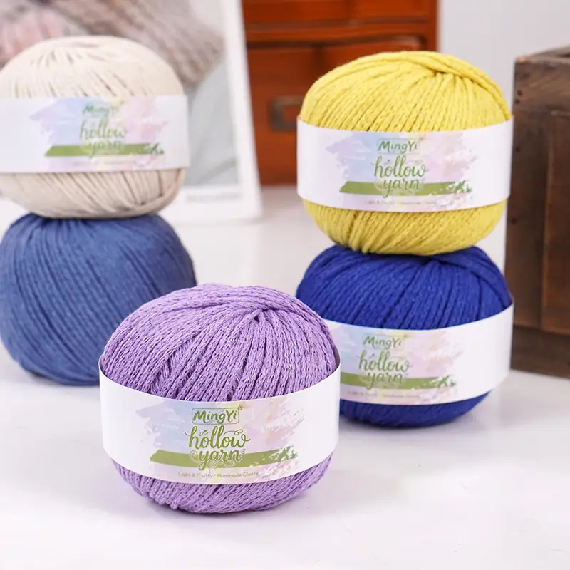 2mm Hollow Cotton Thread for Handmade DIY Crochet Hollow-Out Beach Bags, Special Material 2mm Round Yarn Ball