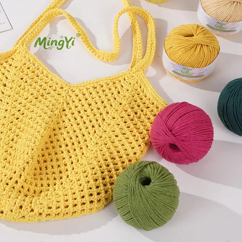 2mm Hollow Cotton Thread for Handmade DIY Crochet Hollow-Out Beach Bags, Special Material 2mm Round Yarn Ball