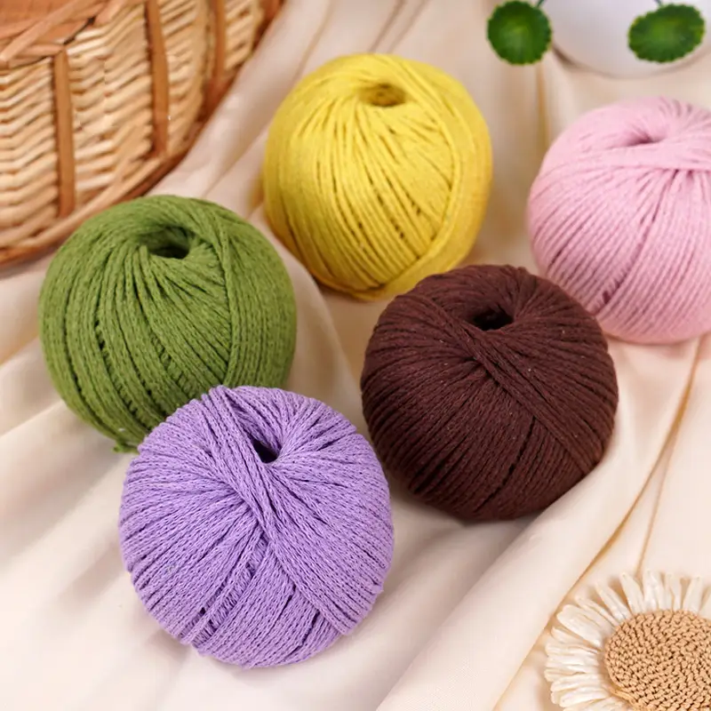 2mm Hollow Cotton Thread for Handmade DIY Crochet Hollow-Out Beach Bags, Special Material 2mm Round Yarn Ball