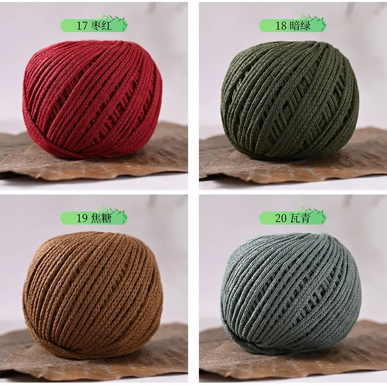 2mm Hollow Cotton Thread for Handmade DIY Crochet Hollow-Out Beach Bags, Special Material 2mm Round Yarn Ball — feature 19