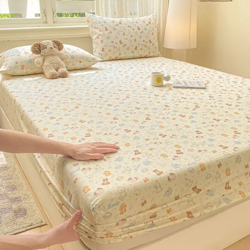 Class a Maternal and Infant Grade Double-Layer Gauze Fitted Sheet Set, Three-Piece Set, Pure Cotton Feel, All-Season Mattress Protector, Full-Cover Bed Cover — feature 23