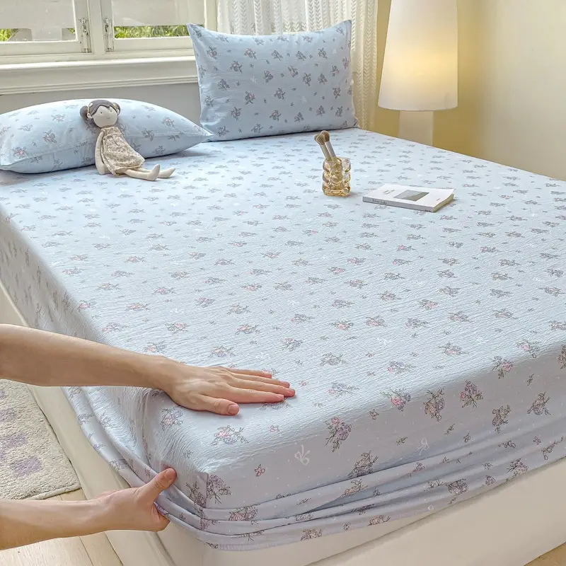 Class a Maternal and Infant Grade Double-Layer Gauze Fitted Sheet Set, Three-Piece Set, Pure Cotton Feel, All-Season Mattress Protector, Full-Cover Bed Cover — feature 31